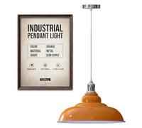 LEDSone Lampe suspendue vintage de style rétro industriel orange avec abat-jour en métal 32 cm, kit d'éclairage UK E27 (Orange)