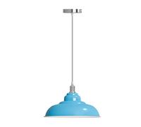 LEDSone Lampe suspendue vintage de style rétro industriel orange avec abat-jour en métal 32 cm, kit d'éclairage UK E27 (Bleu clair)