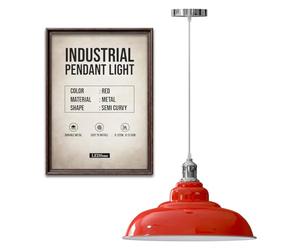 LEDSone Lampe suspendue vintage de style rétro industriel orange avec abat-jour en métal 32 cm, kit d'éclairage UK E27 (orange) (Rouge)