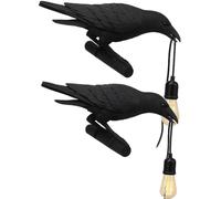 LEDSone Lampes de table Black Birds Lampe de table à LED en résine en forme de corbeau avec culot E27 pour chambre à coucher, bureau, dortoir universitaire, mur noir droit (Pack 2 - Applique)