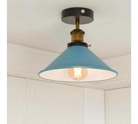 LEDSone Lampes LED d'éclairage de plafond en métal à montage encastré moderne, luminaire suspendu semi-encastré, lustre en métal, abat-jour conique de 22 cm pour hall, salon (Bleu)