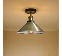 LEDSone Lampes LED d'éclairage de plafond en métal à montage encastré moderne, luminaire suspendu semi-encastré, lustre en métal, abat-jour conique de 22 cm pour hall, salon (Laiton vert)