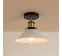 LEDSone Lampes LED d'éclairage de plafond en métal à montage encastré moderne, luminaire suspendu semi-encastré, lustre en métal, abat-jour conique de 22 cm pour hall, salon (Blanc)