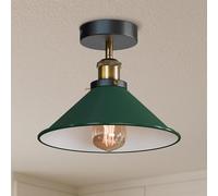 LEDSone Lampes LED d'éclairage de plafond en métal à montage encastré moderne, luminaire suspendu semi-encastré, lustre en métal, abat-jour conique de 22 cm pour hall, salon (Vert)