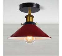 LEDSone Lampes LED d'éclairage de plafond en métal à montage encastré moderne, luminaire suspendu semi-encastré, lustre en métal, abat-jour conique de 22 cm pour hall, salon (Rouge)