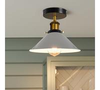 LEDSone Lampes LED d'éclairage de plafond en métal à montage encastré moderne, luminaire suspendu semi-encastré, lustre en métal, abat-jour conique de 22 cm pour hall, salon (Gris)