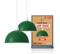 LEDSONE Lot de 2 abat-jours vintage en métal à montage facile, forme dôme, 21 cm, pour salon, chambre, cuisine, salle à manger, restaurant, café (Vert (lot de 2))