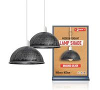 LEDSONE Lot de 2 abat-jours vintage en métal à montage facile, forme dôme, 21 cm, pour salon, chambre, cuisine, salle à manger, restaurant, café (Argent brossé (lot de 2))