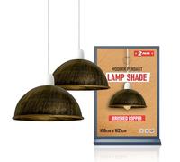 LEDSONE Lot de 2 abat-jours vintage en métal à montage facile, forme dôme, 21 cm, pour salon, chambre, cuisine, salle à manger, restaurant, café (Cuivre brossé (lot de 2))