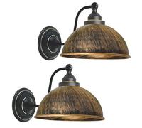 LEDSone Lot de 2 Applique Murale Industrielle Lampe de Plafond de Style Edison Métal Plafonnier Rétro uminaires Intérieur pour Cuisine Salle à Manger Chambre Restaurant Bar (Cuivre Brossé)