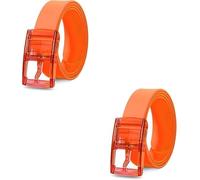 LEDSone Lot de 2 boucles de ceinture en silicone couleur bonbon pour homme et femme avec boucle en plastique pour un usage tendance, Orange, 119cm length