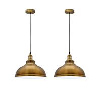 LEDSone Lot de 2 suspensions industrielles modernes en laiton jaune avec câble réglable de 96 cm, éclairage vintage pour chambre à coucher, couloir, bureau, cuisine et salon