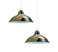 LEDSone Lot de 2 suspensions industrielles vintage en métal dans un style rétro moderne et antique pour plafonnier, pour chambre à coucher, cuisine et salle de bain (laiton vert)