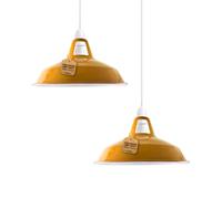 LEDSone Lot de 2 suspensions industrielles vintage en métal dans un style rétro moderne et antique pour plafonnier, chambre à coucher, cuisine et salle de bain, jaune