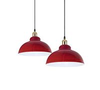 LEDSone lot de 2 suspensions vintage, 2 luminaires style industriel, plafonnier vintage lot de 2, éclairage intérieur, lampe cuisine salon salle à manger chambre, Rouge (Rouge)