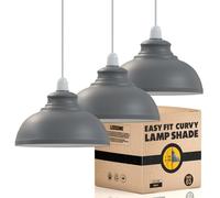 LEDSONE Lot de 3 abat-jours de plafond en métal vintage de 29 cm, forme incurvée, installation facile pour salon, chambre, cuisine, salle à manger, restaurant (Gris)
