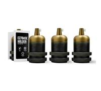 LEDSone Lot de 3 douilles d'ampoule vintage rétro en laiton jaune industriel Edison E27 pour lampe suspendue murale - Convient pour abat-jour