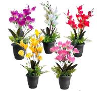 LEDSone Lot de 3 fleurs artificielles avec un vase - Arrangement en pot pour table à manger, centre de table, bouquets de fleurs de mariage, décoration de fête