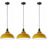 LEDSone lot de 3 suspensions vintage,luminaires style industriel, plafonnier vintage lot de 3 salle à manger chambre, blanc, 240V, Ø 300mm (Curvy - Jaune)