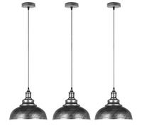 LEDSone lot de 3 suspensions vintage,luminaires style industriel, plafonnier vintage lot de 3 salle à manger chambre, blanc, 240V, Ø 300mm (Courbé - Argent Brossé)
