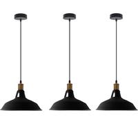 LEDSone lot de 3 suspensions vintage,luminaires style industriel, plafonnier vintage lot de 3 salle à manger chambre, blanc, 240V, Ø 300mm (NOIR)