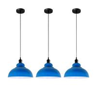 LEDSone lot de 3 suspensions vintage,luminaires style industriel, plafonnier vintage lot de 3 salle à manger chambre, blanc, 240V, Ø 300mm (Courbée - Bleu)