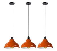 LEDSone lot de 3 suspensions vintage,luminaires style industriel, plafonnier vintage lot de 3 salle à manger chambre, blanc, 240V, Ø 300mm (Courbée - Orange)