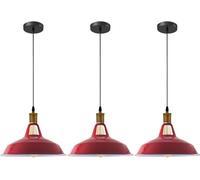 LEDSone lot de 3 suspensions vintage,luminaires style industriel, plafonnier vintage lot de 3 salle à manger chambre, blanc, 240V, Ø 300mm (ROUGE)