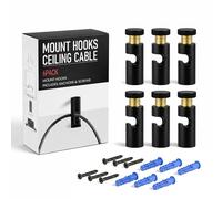 LEDSone Lot de 6 crochets de montage de câble de plafond pour lustre swag et araignée - Support de cordon minimaliste - Crochet en métal facile à installer avec vis pour câble de suspension