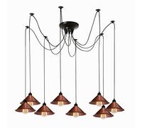 LEDSone Luminaire Suspendu Industriel 8 Têtes, Lustre Semi-Encastré De Style Vintage Araignée Réglable De Style Vintage, Luminaire Suspendu Pour Salle À Manger (Rouge rustique + Ampoule)