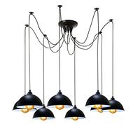 LEDSone Luminaire Suspendu Industriel 8 Têtes, Lustre Semi-Encastré De Style Vintage Araignée Réglable De Style Vintage, Luminaire Suspendu Pour Salle À Manger (Noir - Dôme)
