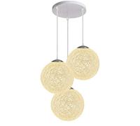 LEDSone Lustre moderne à 3 branches en rotin avec boule de vigne décorative à trois têtes pour décoration d'intérieur (crème)