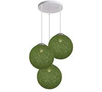 LEDSone Lustre moderne à 3 branches en rotin avec boule de vigne décorative à trois têtes pour décoration d'intérieur (vert)