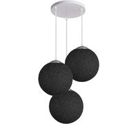 LEDSone Lustre moderne à 3 branches en rotin avec boule de vigne décorative - Noir