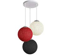 LEDSone Lustre moderne à 3 têtes de vigne décorative en rotin avec abat-jour en forme de boule de vigne (blanc, rouge, noir)