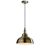 LEDSone Lustre suspendu au plafond de Style rétro industriel Vintage, avec abat-jour en forme de dôme incurvé rouge rustique, support E27 (Laiton vert - 1 paquet)