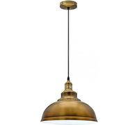 LEDSone Lustre suspendu au plafond de Style rétro industriel Vintage, avec abat-jour en forme de dôme incurvé rouge rustique, support E27 (Laiton jaune - 1 paquet)