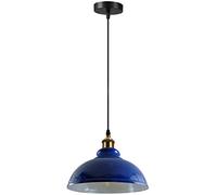 LEDSone Métal Retro Suspensions Luminaires Industriel Edison Simplicité Lustre Vintage Plafonnier Suspension avec Abat-jour Brillant en Métal Style Nordique (Bleu marine)