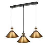 LEDSone Plafonnier à 3 lumières industrielles en métal noir, abat-jour conique E27, hauteur réglable, suspension pour chambre à coucher, salon, couloir, restaurant, café