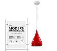 LEDSone Plafonnier industriel moderne en forme de goutte d'eau - Suspension rouge - Design globe oculaire - Abat-jour moderne E27 UK (rouge)