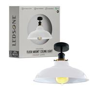 LEDSone Plafonnier industriel semi-encastré Éclairage de plafond Abat-jour dôme en métal Support de lampe base E27 Style vintage Éclairage de plafond pour salon couloir plafond Métal grand abat-jour