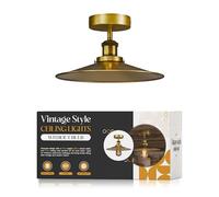 LEDsone Plafonnier industriel vintage semi-encastré, abat-jour en laiton jaune, décoration d'intérieur pour salon, base E27, laiton jaune