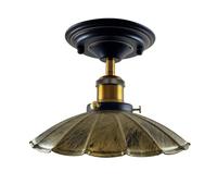 LEDSone Plafonnier industriel vintage semi-encastré, plafonnier en métal en forme de parapluie, abat-jour en laiton brossé, décoration d'intérieur, base E27