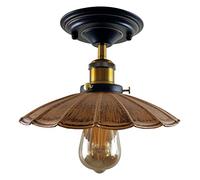 LEDSone Plafonnier industriel vintage semi-encastré, plafonnier en métal en forme de parapluie, abat-jour en cuivre brossé, décoration d'intérieur, base E27