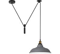 LEDSone Plafonnier large en métal avec câble de 2 m, hauteur réglable, culot Edison 60 W E27, style industriel vintage, avec poulie. (Gris)