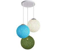 LEDSone Plafonnier moderne de 20 cm, 3 abat-jour, hauteur (95 cm), suspension réglable pour décoration d'intérieur et amélioration essentielle (bleu, blanc et vert)