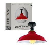 LEDSONE Plafonniers industriels semi-encastrés en métal avec abat-jour conique base E27 porte-ampoule style vintage éclairage de plafond pour salon couloir plafond métal grand abat-jour rustique 32cm