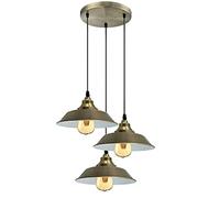 LEDSone Plafonniers Suspendus, Base Ronde à Trois têtes, Style Moderne, Abat-Jour rétro, plafonnier rétro pour Lampes suspendues industrielles Vintage, Chambre à Coucher (Laiton Vert avec Ampoule)