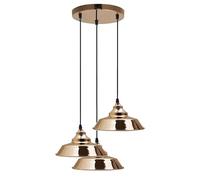 LEDSone Plafonniers suspendus, base ronde à trois têtes, style moderne, abat-jour rétro, plafonnier rétro pour lampes suspendues industrielles vintage, chambre à coucher (L'or français Sans Ampoule)
