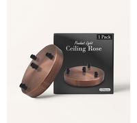 LEDSone Rosace de plafond à 3 sorties couleur cuivre parfaite pour câble flexible en tissu, plaque de fixation en métal de 120 mm avec accessoires pour plafond et lampe murale (3 sorties (4 prise)